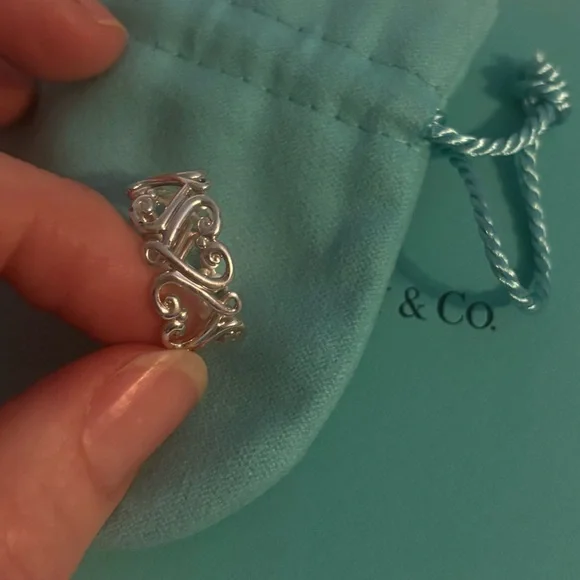 Tiffany & Co Paloma Venezia Goldoni Heart Ring - - Silver Sz8 - Picture 3 of 9